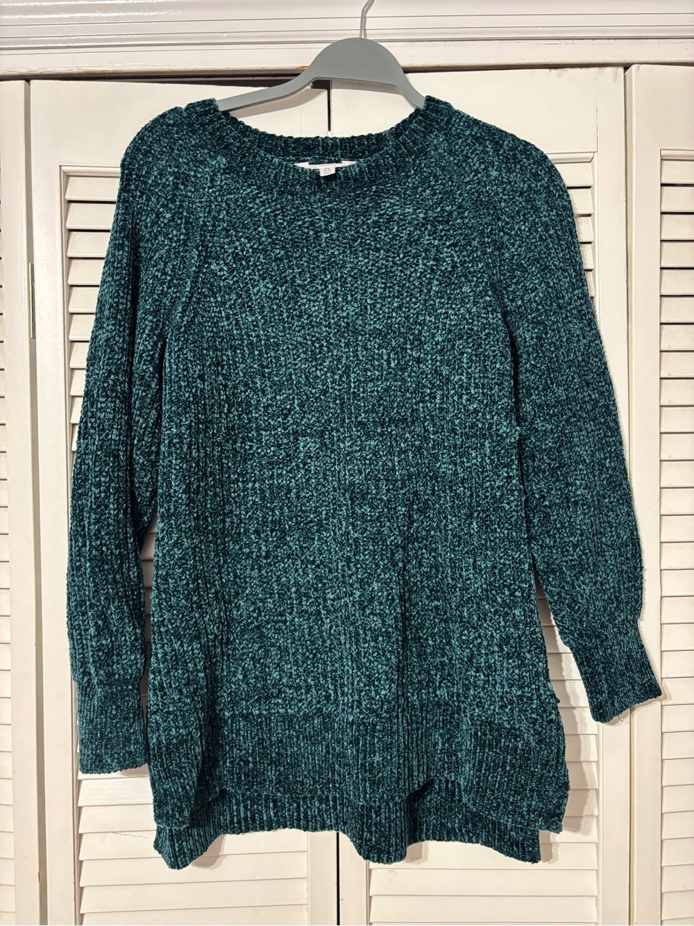 Time and Tru Teal Green Chenille Crewneck Sweater